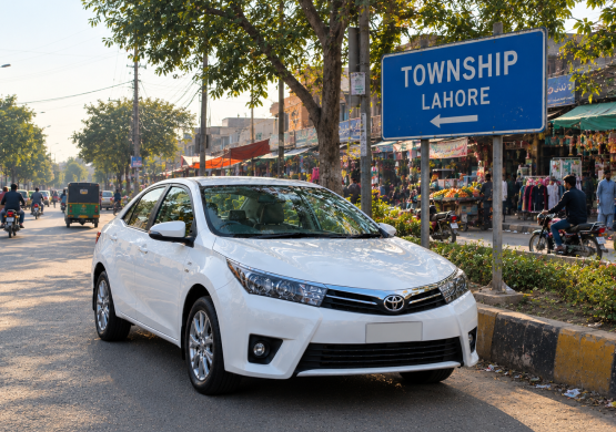 White Sedan at Lahore Township Market